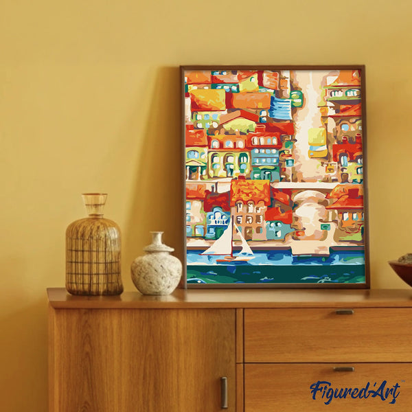 paint by numbers | Abstract Beachfront | cities intermediate | FiguredArt