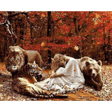 paint by numbers | Women and fierce animals | advanced animals bears lions tigers | FiguredArt