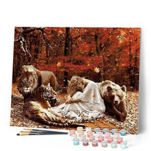 Load image into Gallery viewer, paint by numbers | Women and fierce animals | advanced animals bears lions tigers | FiguredArt