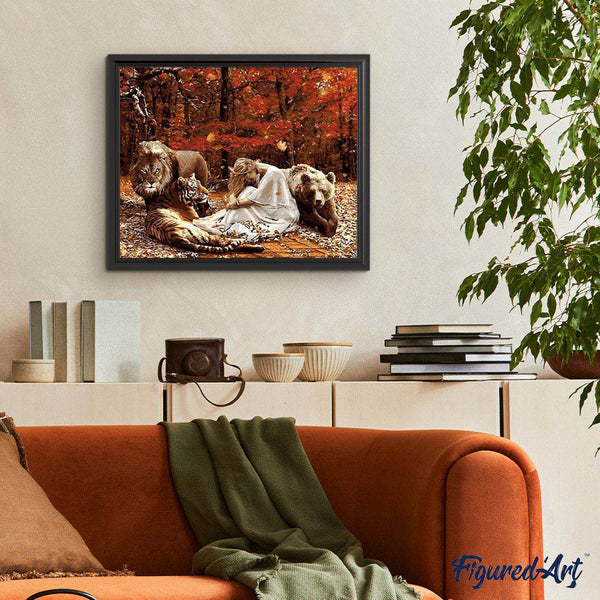 paint by numbers | Women and fierce animals | advanced animals bears lions tigers | FiguredArt