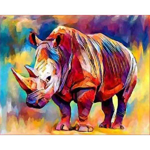 paint by numbers | Colorful Rhino | advanced animals Pop Art rhinos | FiguredArt