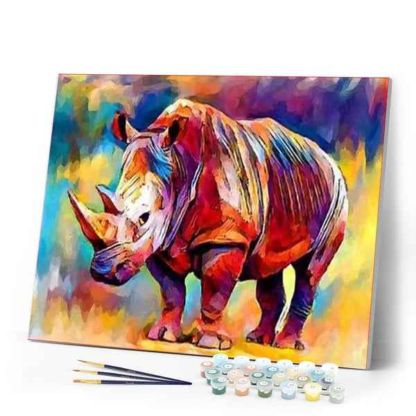 paint by numbers | Colorful Rhino | advanced animals Pop Art rhinos | FiguredArt