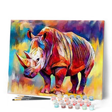 Load image into Gallery viewer, paint by numbers | Colorful Rhino | advanced animals Pop Art rhinos | FiguredArt