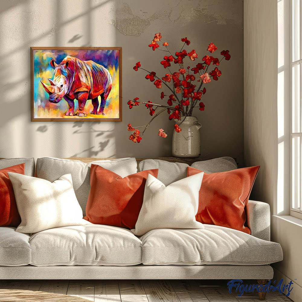paint by numbers | Colorful Rhino | advanced animals Pop Art rhinos | FiguredArt