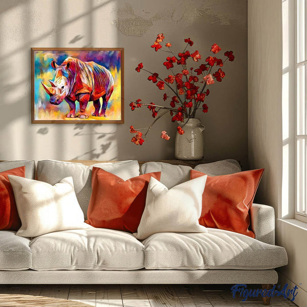 paint by numbers | Colorful Rhino | advanced animals Pop Art rhinos | FiguredArt