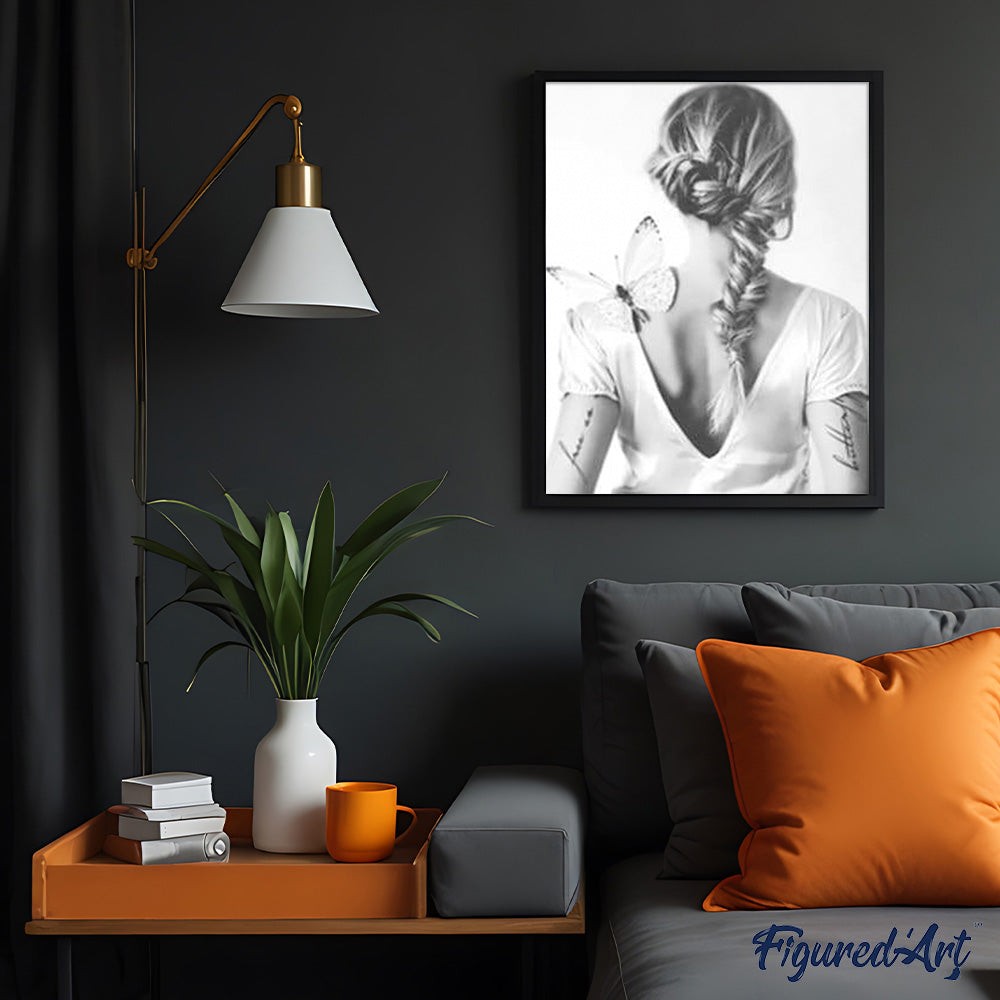 paint by numbers | Woman with Tattoos | butterflies intermediate portrait | FiguredArt