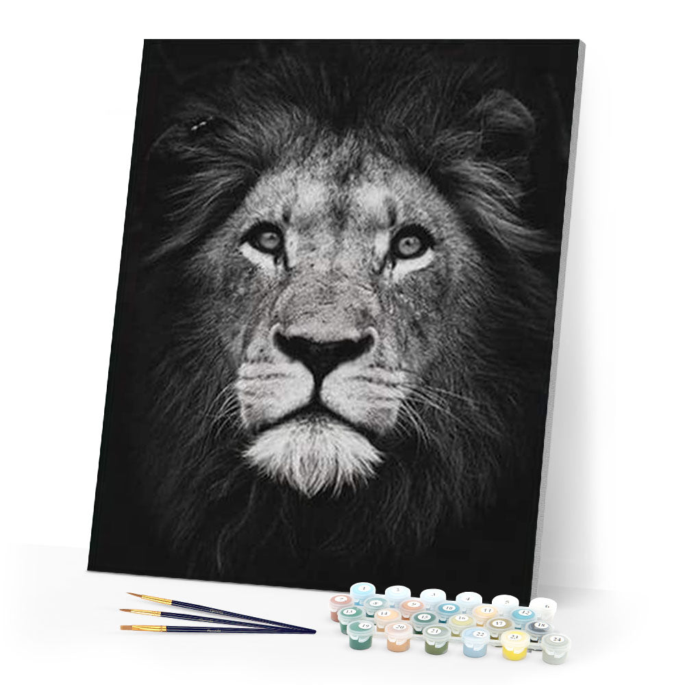 paint by numbers | Lion Head Black And White | advanced animals lions | FiguredArt
