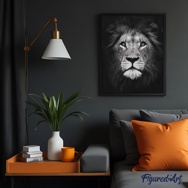 paint by numbers | Lion Head Black And White | advanced animals lions | FiguredArt