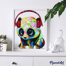 Load image into Gallery viewer, paint by numbers | Panda using Headphones | animals intermediate pandas | FiguredArt