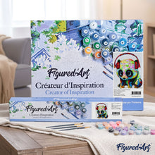 Load image into Gallery viewer, paint by numbers | Panda using Headphones | animals intermediate pandas | FiguredArt