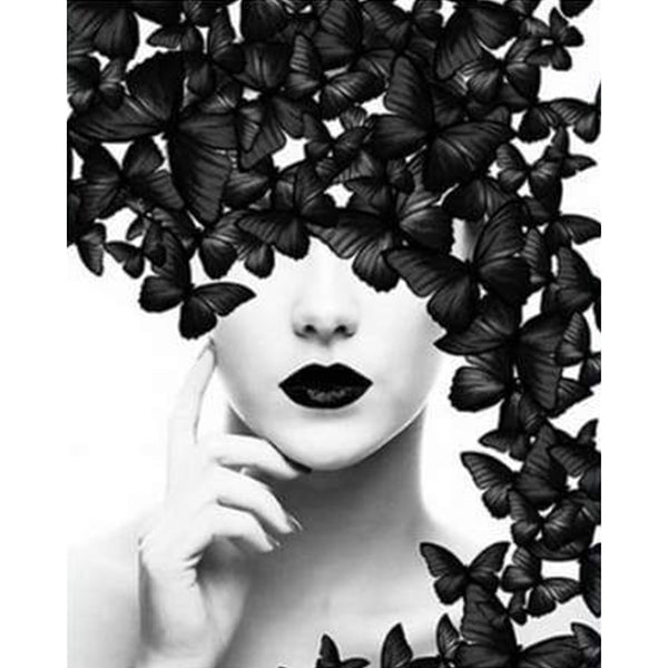 paint by numbers | Butterfly Beauty | animals butterflies intermediate portrait | FiguredArt