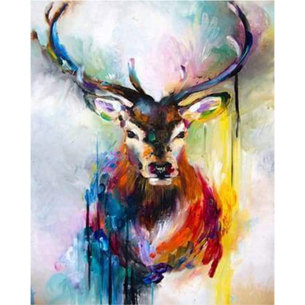 paint by numbers | Colorful Deer Watercolor Portrait | advanced animals deer | FiguredArt