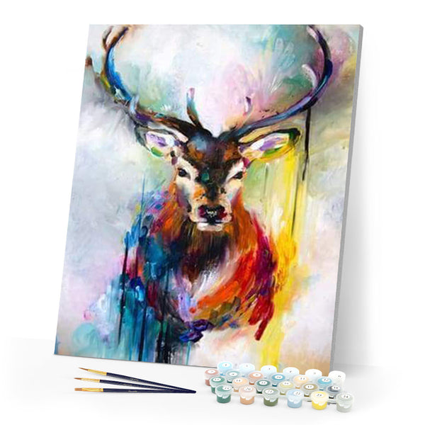 paint by numbers | Colorful Deer Watercolor Portrait | advanced animals deer | FiguredArt