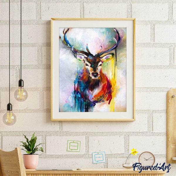 paint by numbers | Colorful Deer Watercolor Portrait | advanced animals deer | FiguredArt