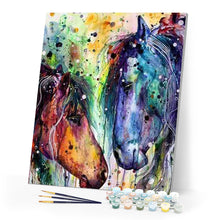 Load image into Gallery viewer, paint by numbers | Two horses Colors | advanced animals horses Pop Art | FiguredArt