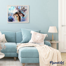 Load image into Gallery viewer, paint by numbers | Girl with Moose | advanced animals deer | FiguredArt
