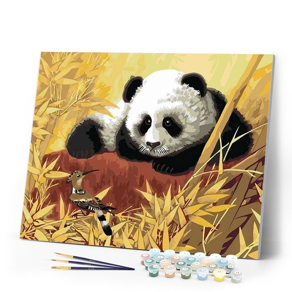 paint by numbers | Panda And Bird | animals birds easy pandas | FiguredArt