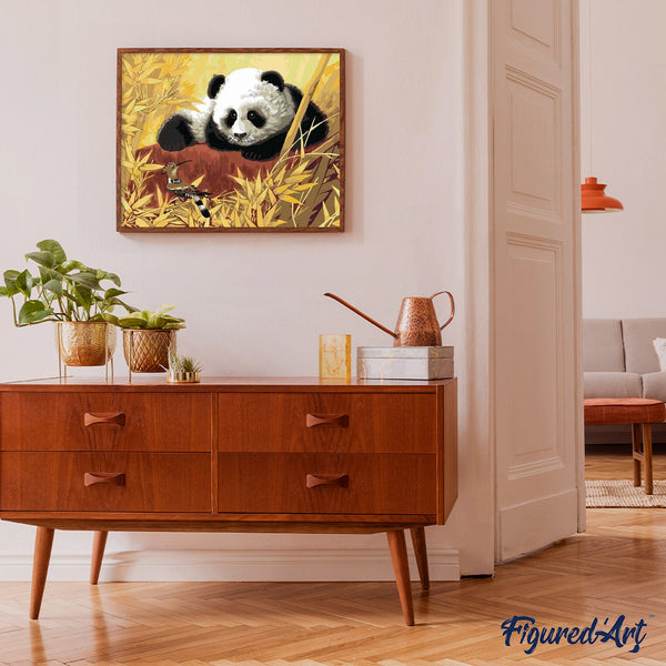 paint by numbers | Panda And Bird | animals birds easy pandas | FiguredArt