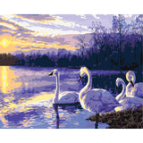 paint by numbers | Four Swans | advanced animals birds landscapes swans | FiguredArt