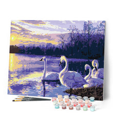 Load image into Gallery viewer, paint by numbers | Four Swans | advanced animals birds landscapes swans | FiguredArt