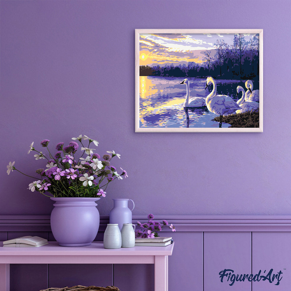 paint by numbers | Four Swans | advanced animals birds landscapes swans | FiguredArt