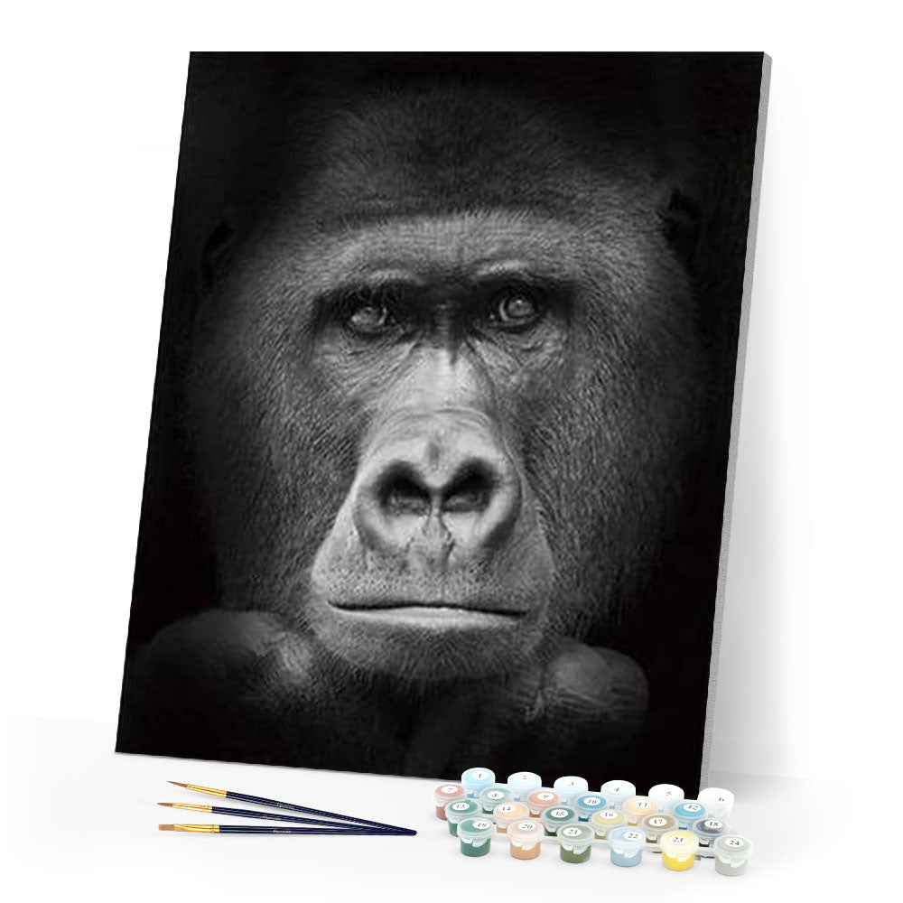 paint by numbers | Gorilla Black And White | advanced animals monkeys | FiguredArt