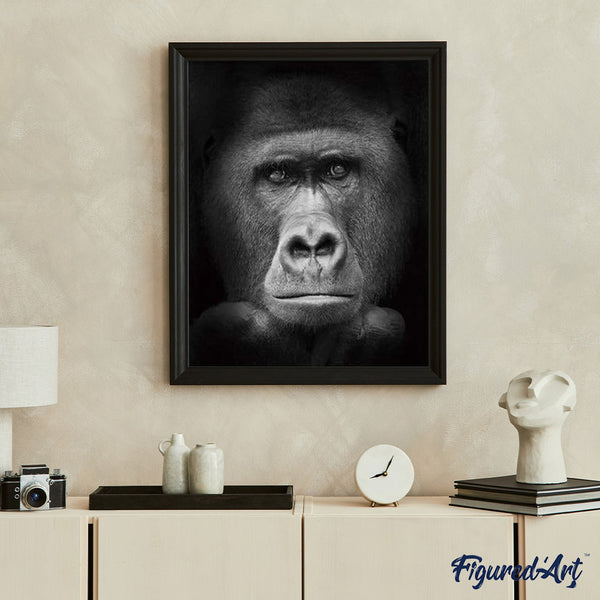 paint by numbers | Gorilla Black And White | advanced animals monkeys | FiguredArt