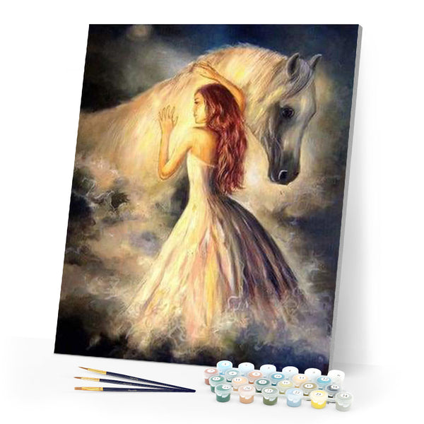 paint by numbers | Girl And Horse | advanced animals horses | FiguredArt