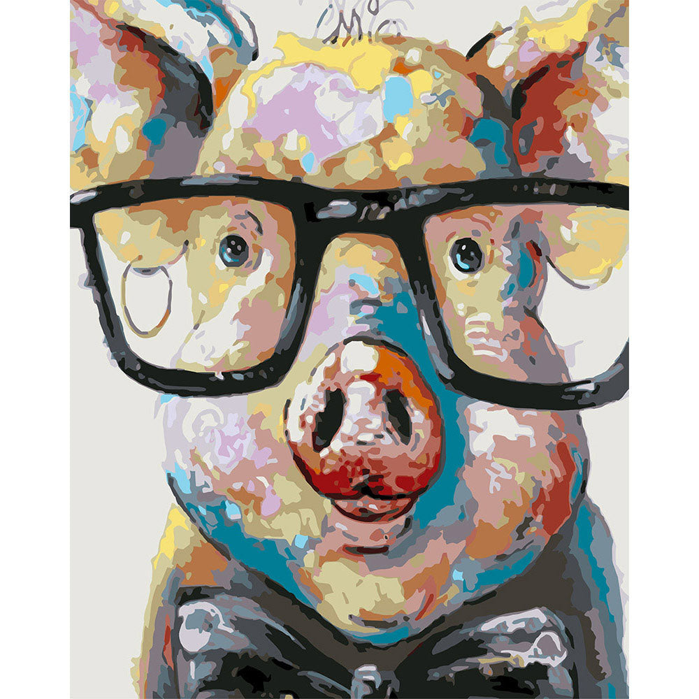 paint by numbers | Pig With Glasses | animals intermediate | FiguredArt
