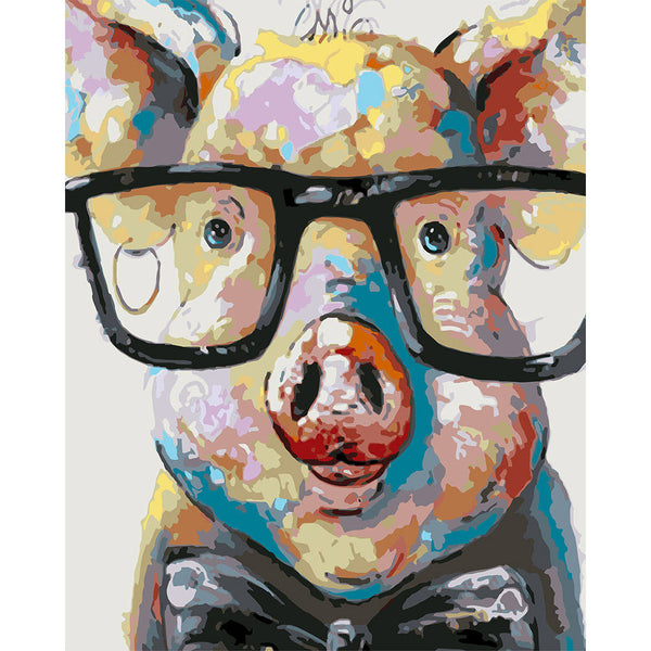 paint by numbers | Pig With Glasses | animals intermediate | FiguredArt