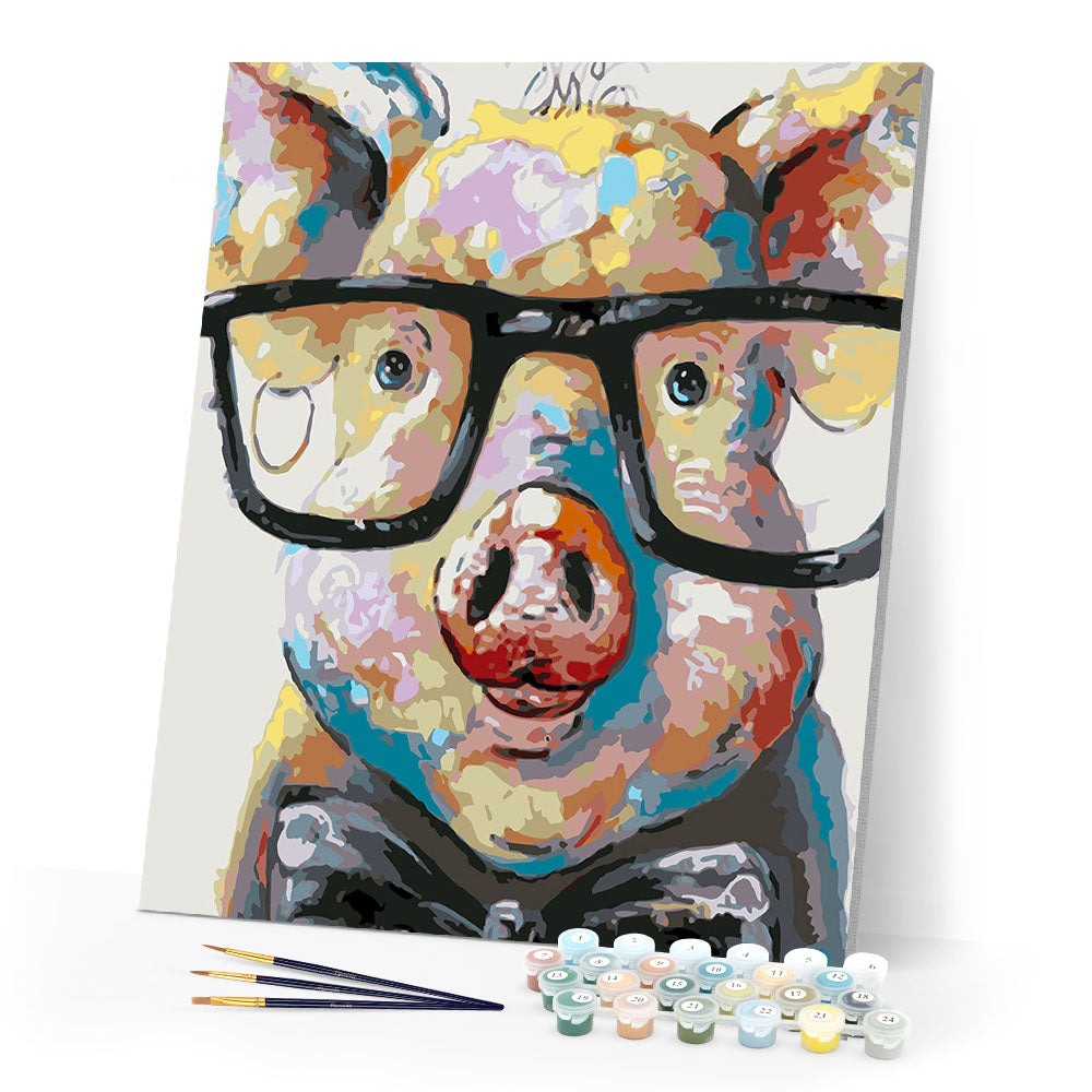 paint by numbers | Pig With Glasses | animals intermediate | FiguredArt