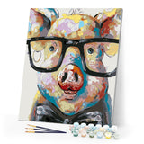 paint by numbers | Pig With Glasses | animals intermediate | FiguredArt