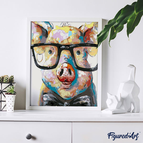 paint by numbers | Pig With Glasses | animals intermediate | FiguredArt