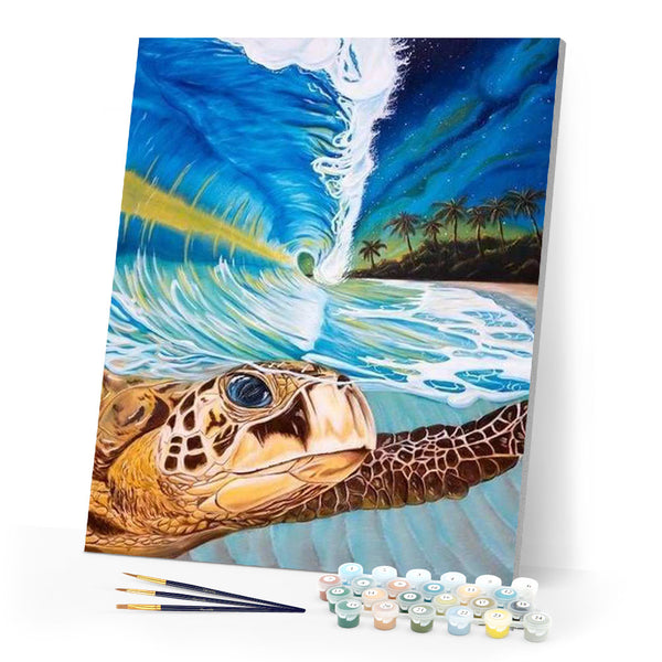 paint by numbers | Turtle in the Waves | advanced landscapes turtles | FiguredArt