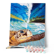 Load image into Gallery viewer, paint by numbers | Turtle in the Waves | advanced landscapes turtles | FiguredArt