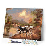 paint by numbers | Cows Vintage | animals cows intermediate landscapes | FiguredArt