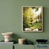 paint by numbers | Swans in the Forest | advanced birds landscapes swans | FiguredArt