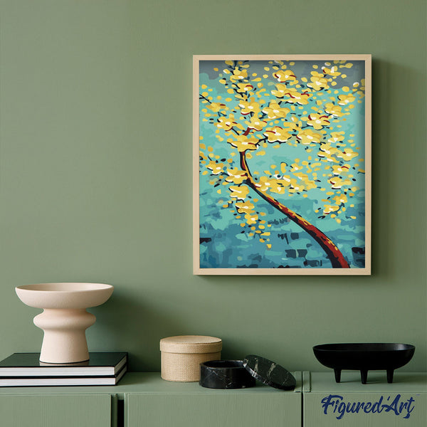 paint by numbers | Gold Money Tree | intermediate trees | FiguredArt