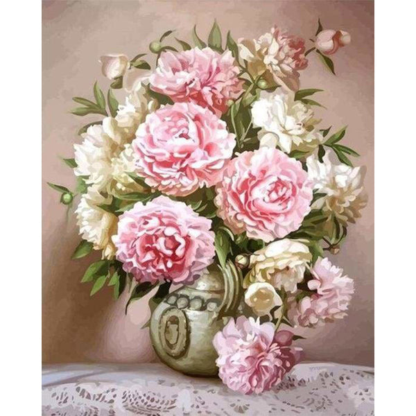 paint by numbers | Pink and White Flowers | flowers intermediate | FiguredArt