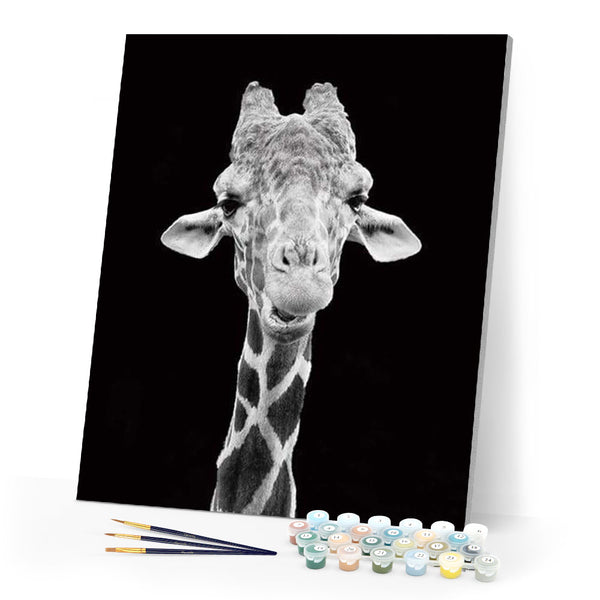 paint by numbers | Giraffe Black And White Portrait | advanced animals giraffes | FiguredArt