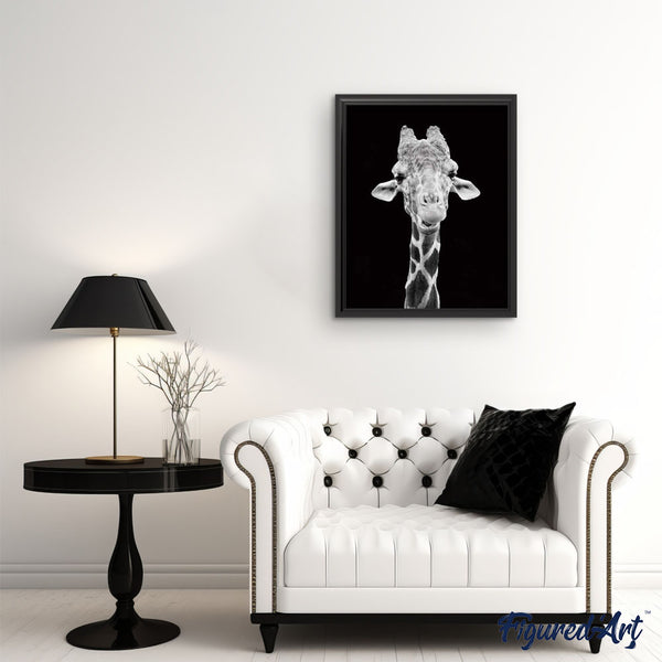 paint by numbers | Giraffe Black And White Portrait | advanced animals giraffes | FiguredArt
