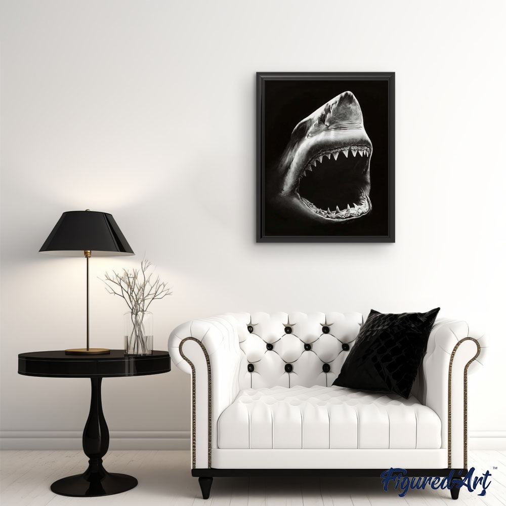 paint by numbers | Shark Black And White | advanced animals fish | FiguredArt