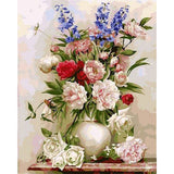 paint by numbers | Colorful Flowers in a White Vase | flowers intermediate | FiguredArt