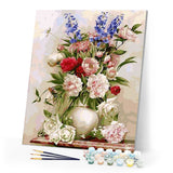 paint by numbers | Colorful Flowers in a White Vase | flowers intermediate | FiguredArt