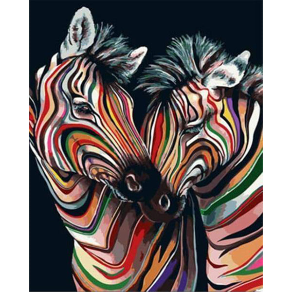 paint by numbers | Couple of Colorful Zebras | animals easy zebras | FiguredArt