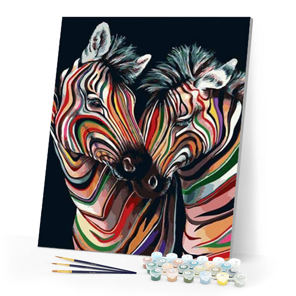 paint by numbers | Couple of Colorful Zebras | animals easy zebras | FiguredArt