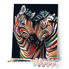 Load image into Gallery viewer, paint by numbers | Couple of Colorful Zebras | animals easy zebras | FiguredArt
