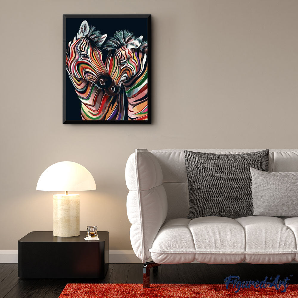 paint by numbers | Couple of Colorful Zebras | animals easy zebras | FiguredArt