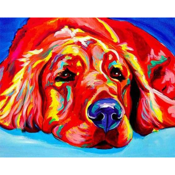 paint by numbers | Red Dog lying on the floor | animals dogs intermediate | FiguredArt