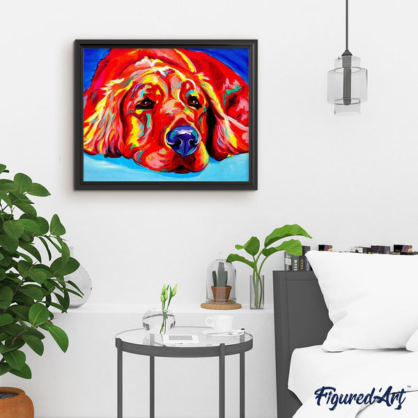 paint by numbers | Red Dog lying on the floor | animals dogs intermediate | FiguredArt